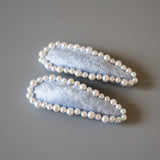 Hair Pin Velour Blue Pearl