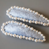 Hair Pin Velour Blue Pearl