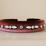 OG Headband Velour Pink Silver Studs