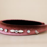 OG Headband Velour Pink Silver Studs