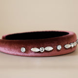 OG Headband Velour Pink Silver Studs
