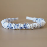 Gather Headband White Blue Flower