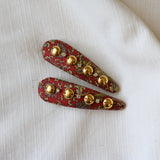 Hair Pin Red Gold