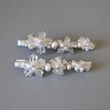 Clear Silver Flower Clip (2pcs)