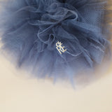 Tulle Grey Navy Scrunchie