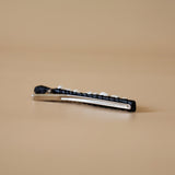 Straight Hair Clip Black Leather Pearl