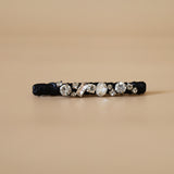 Straight Hair Clip Black Leather Silver