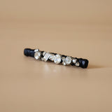 Straight Hair Clip Black Leather Silver