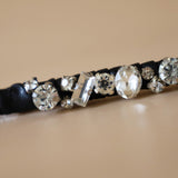 Straight Hair Clip Black Leather Silver