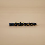 Straight Hair Clip Black Leather Black Studs