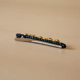 Straight Hair Clip Black Leather Black Studs