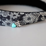 Thin Headband flower Denim Blue Heart