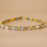 Narrow Headband Gold Sky Blue
