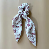 White Red Big Ribbon Scrunchie