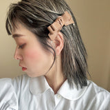 Leather Ribbon Clip Beige