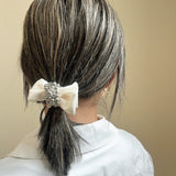 Riboon Mini Scrunchie White SIlver