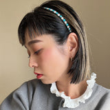 Silver Blue Studs Headband