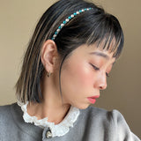 Silver Blue Studs Headband
