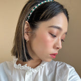 Silver Green Studs Headband