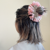 Beige Red Gingham Scrunchie