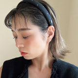 Slender Headband Navy Black Dot No Studs