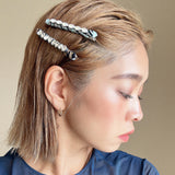 Straight Hair Clip Blue Studs