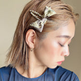 Ribbon Hair Clip Pale Beige