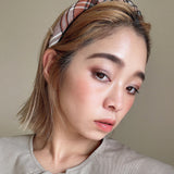 Slender Headband Pale Beige Check No Studs