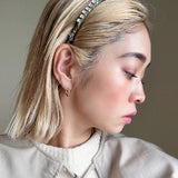 Narrow Headband Green Studs