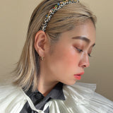 Narrow Headband White Tweed Rainbow