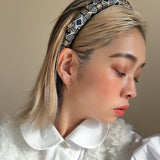 Slender Headband Navy White No Studs