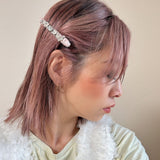 Straight Hair Clip Pink Silver