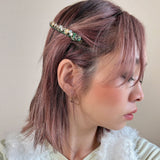 Straight Hair Clip Green Gold