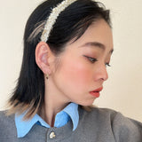 Narrow Headband White Tweed Pearl