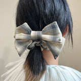 White Check Studs Scrunchie