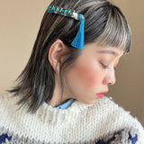 Straight Hair Clip Blue Studs