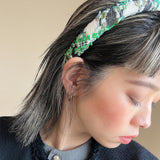 Slender Headband Green Tweed No Studs