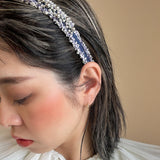 Narrow Headband Denim Silver Ball