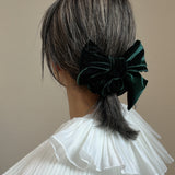 Big Ribbon Green Velour Scrunchie