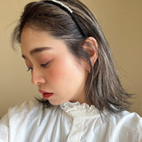 Narrow Headband Black Silver Studs