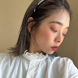 Narrow Headband Black Silver Studs