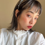 Narrow Headband Grey Silver Ball