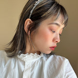 Narrow Headband Grey Silver Ball