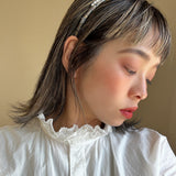 Narrow Headband Gray Silver Studs