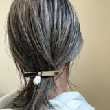 Silver Pearl Barrette