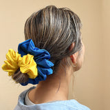 Double Silk Scrunchie Blue Yellow