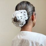 Double Lace Scrunchie White Dot