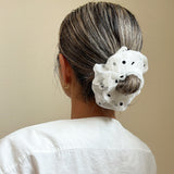 Double Lace Scrunchie White Dot
