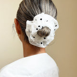 Double Lace Scrunchie White Dot