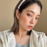 Tight Headband Pink Black Tweed